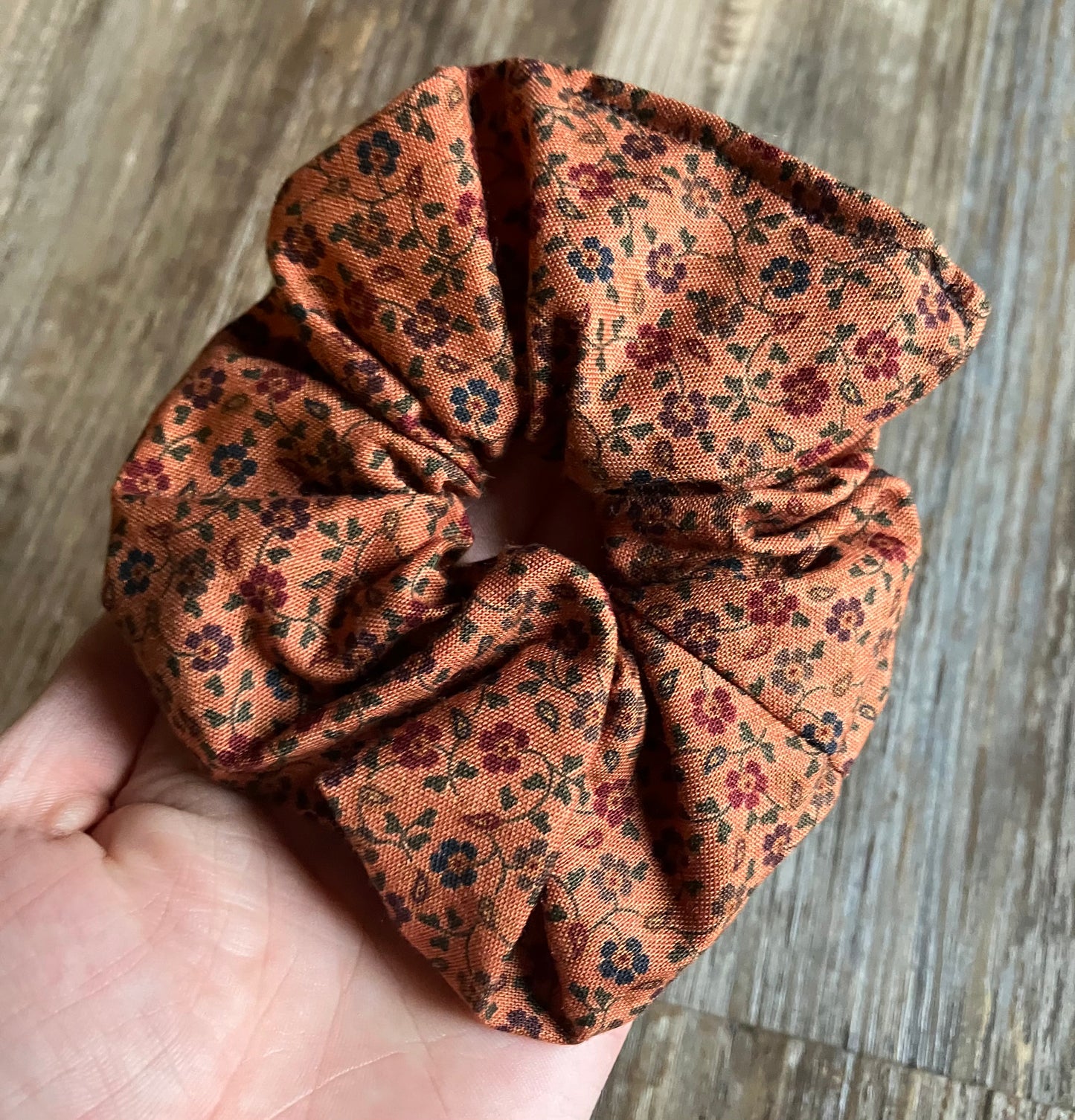 Brown Floral Scrunchie